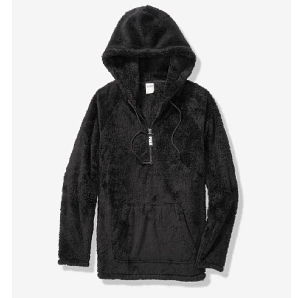 VS PINK SHERPA TEDDY HALF ZIP PULLOVER